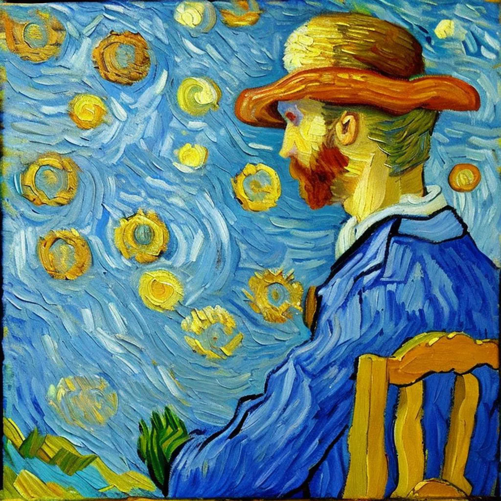 AI Art Gallery Van Gogh, Sun and Moon