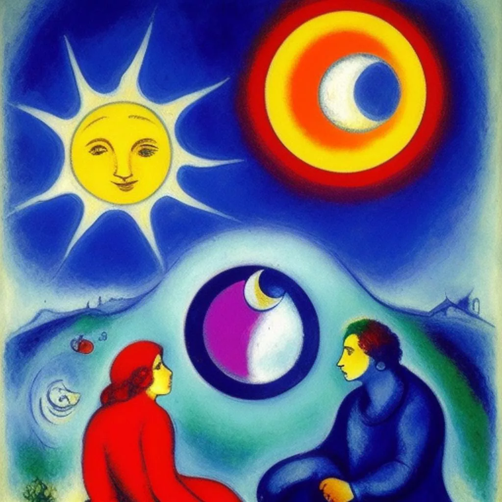 AI Art Gallery Marc Chagall. Sun and Moon