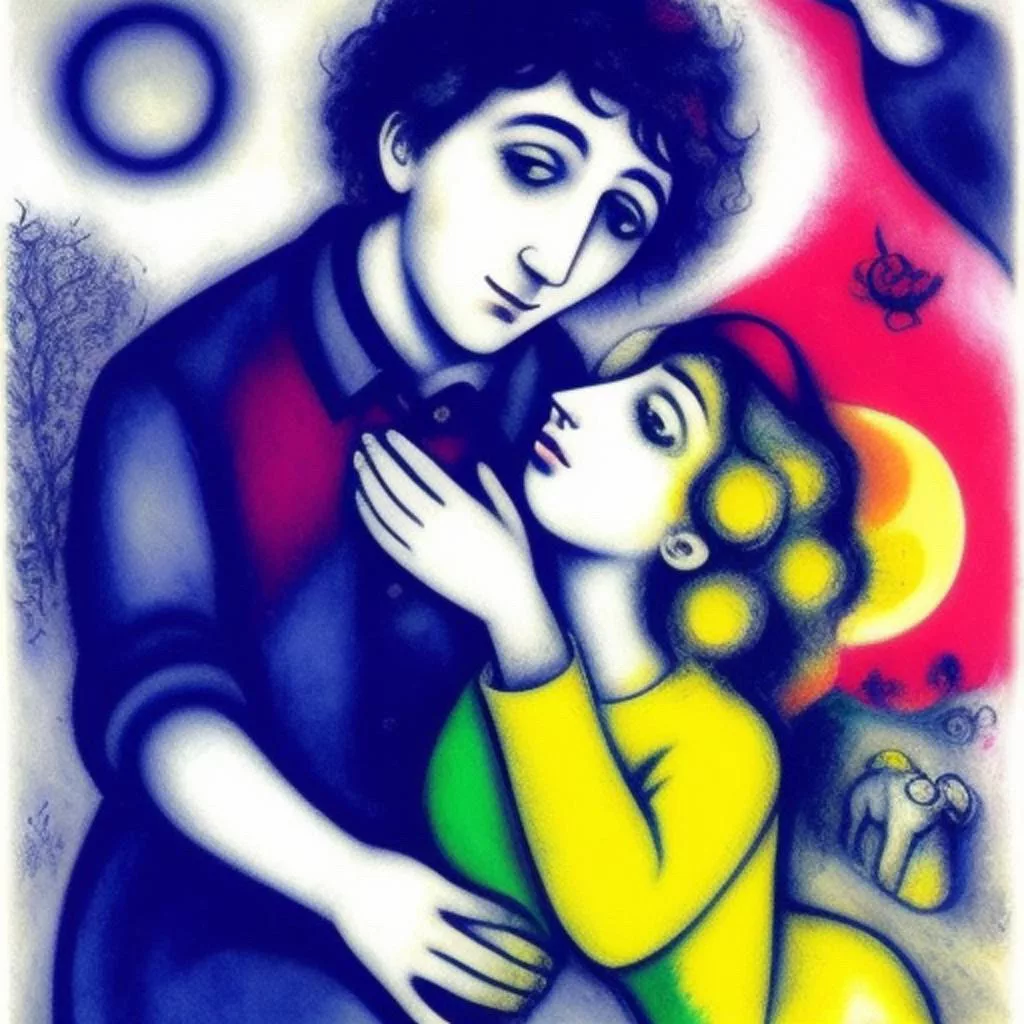 AI Art Gallery Marc Chagall. Sun and Moon